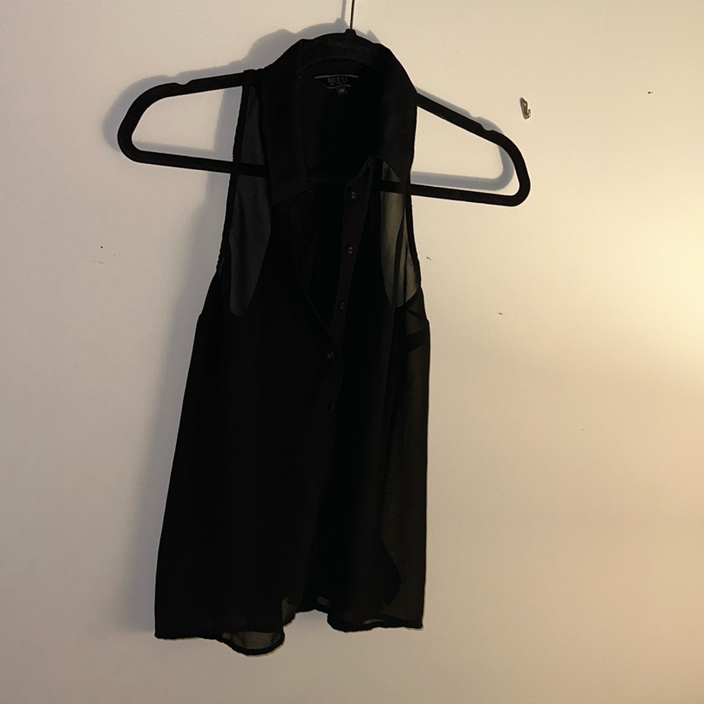 Black sheer button down
